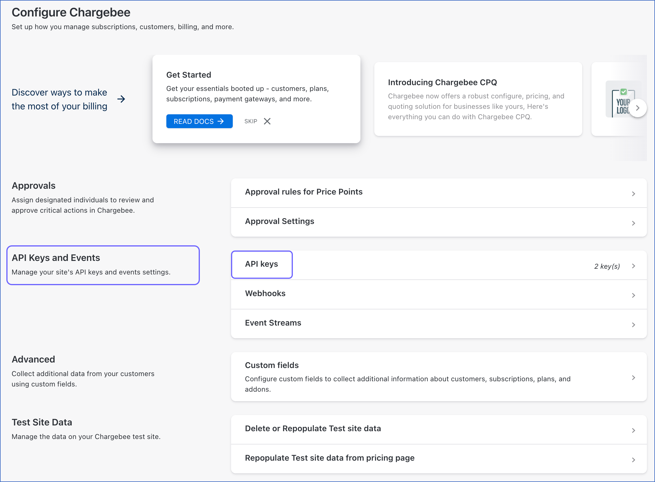 API Keys and Webhooks