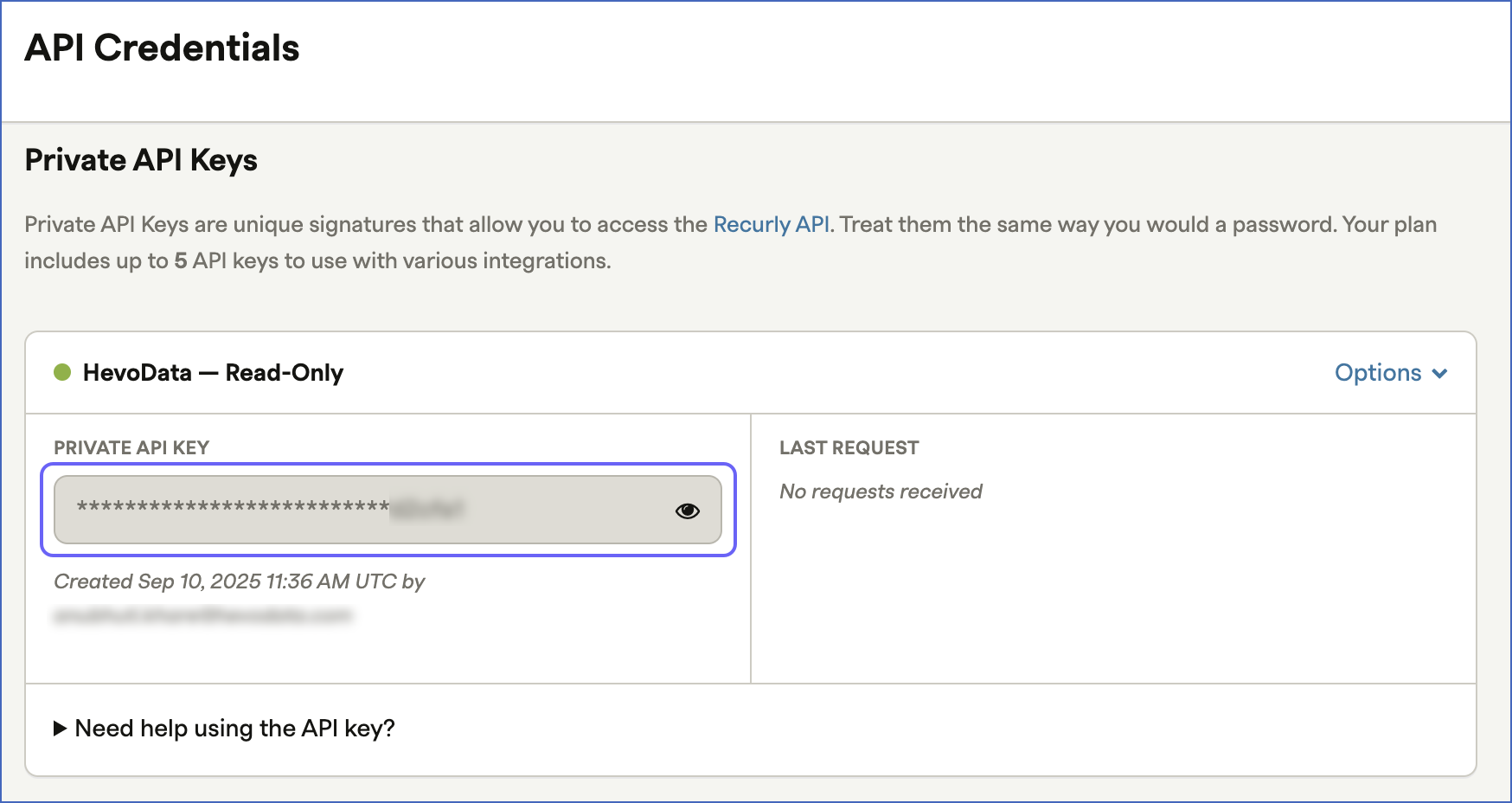 Copy API Key