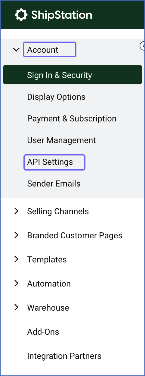Click API Settings