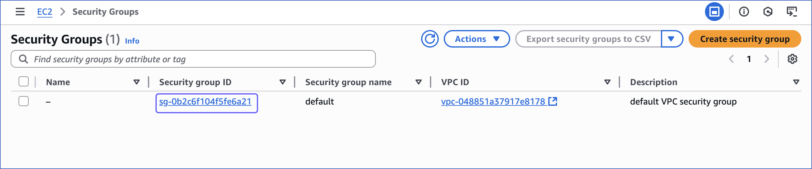 Select Security Group