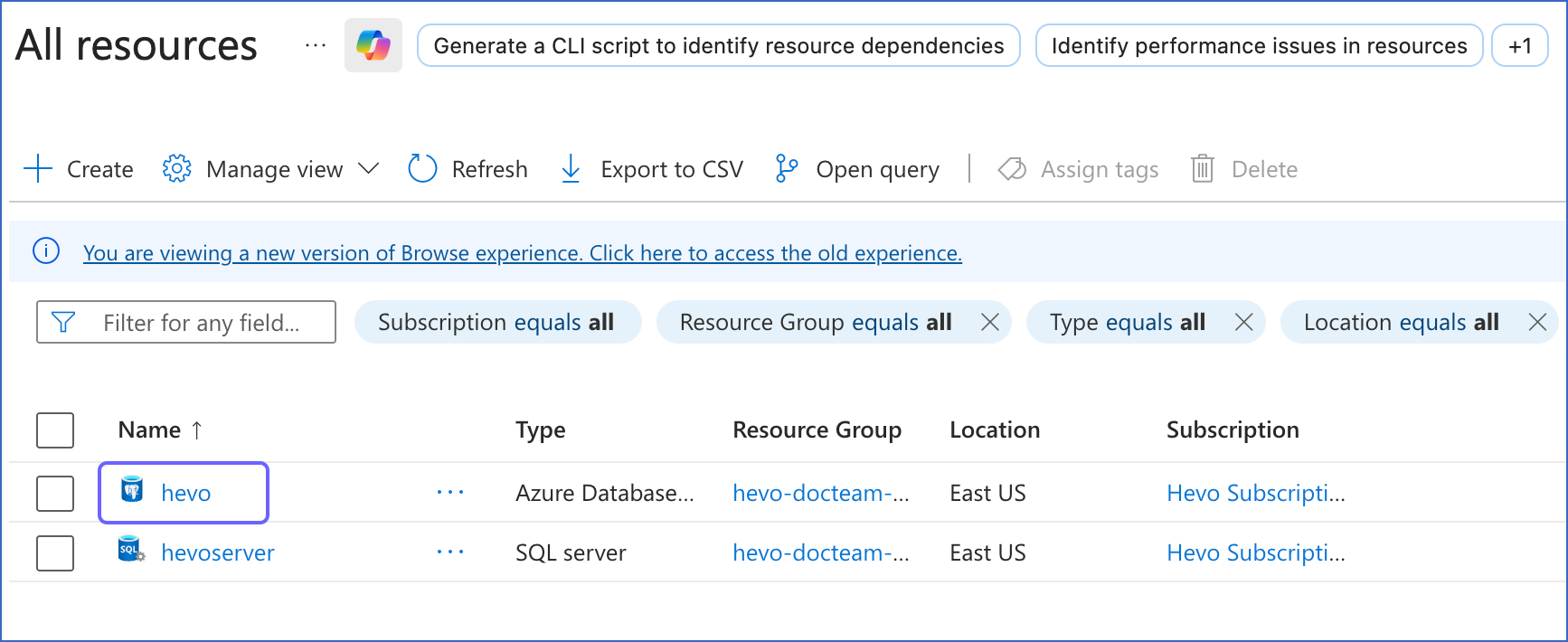 Select database