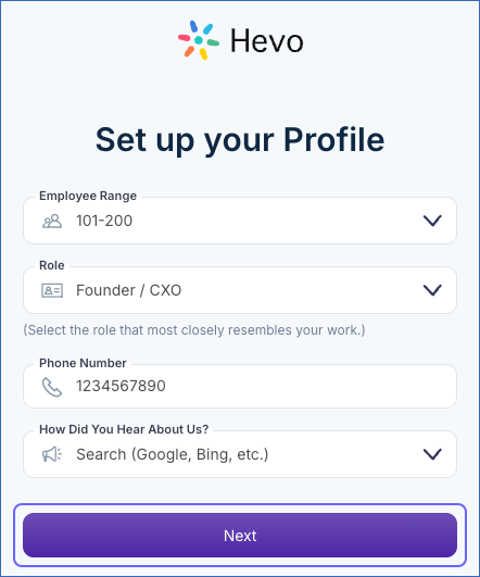 Set up profile