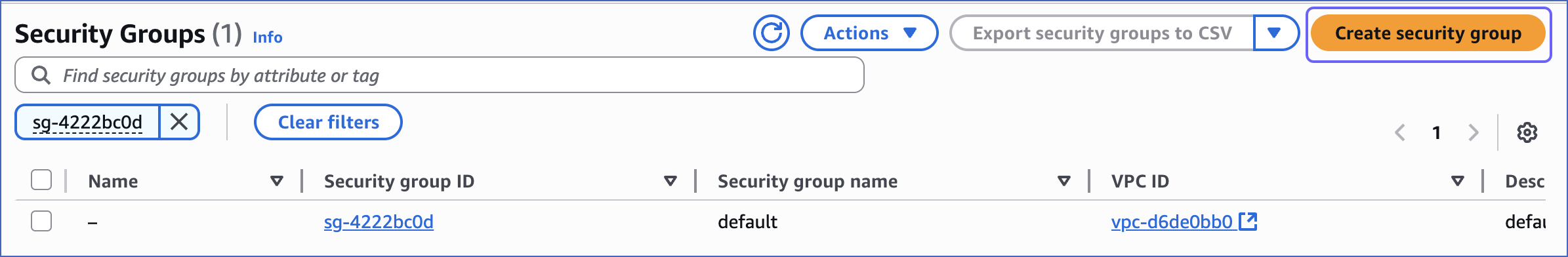 Create security group