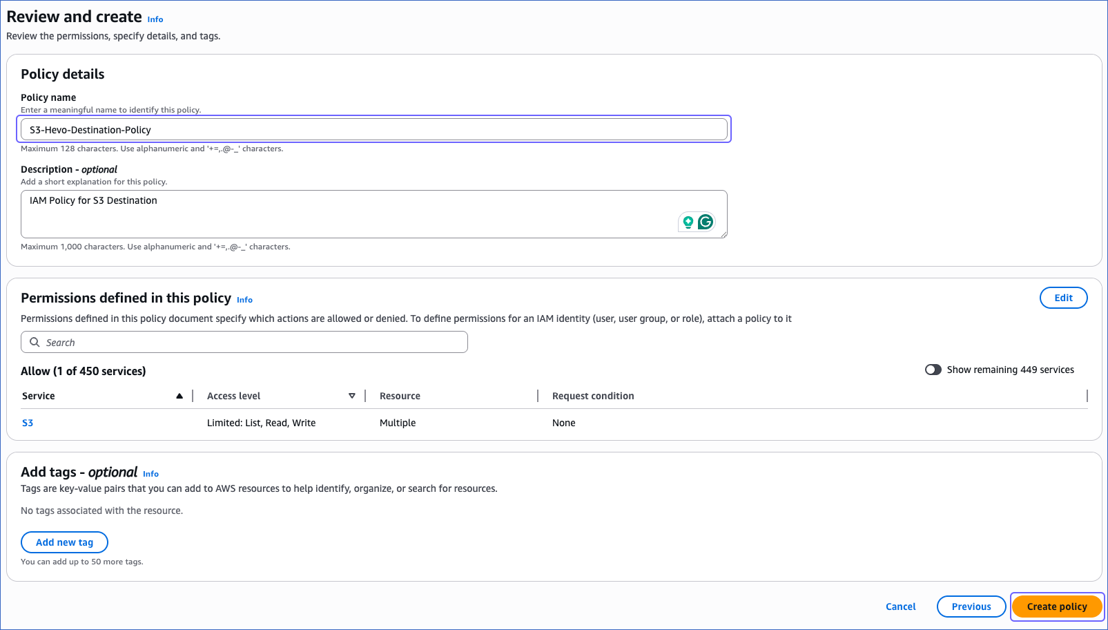 Review and Create Policy