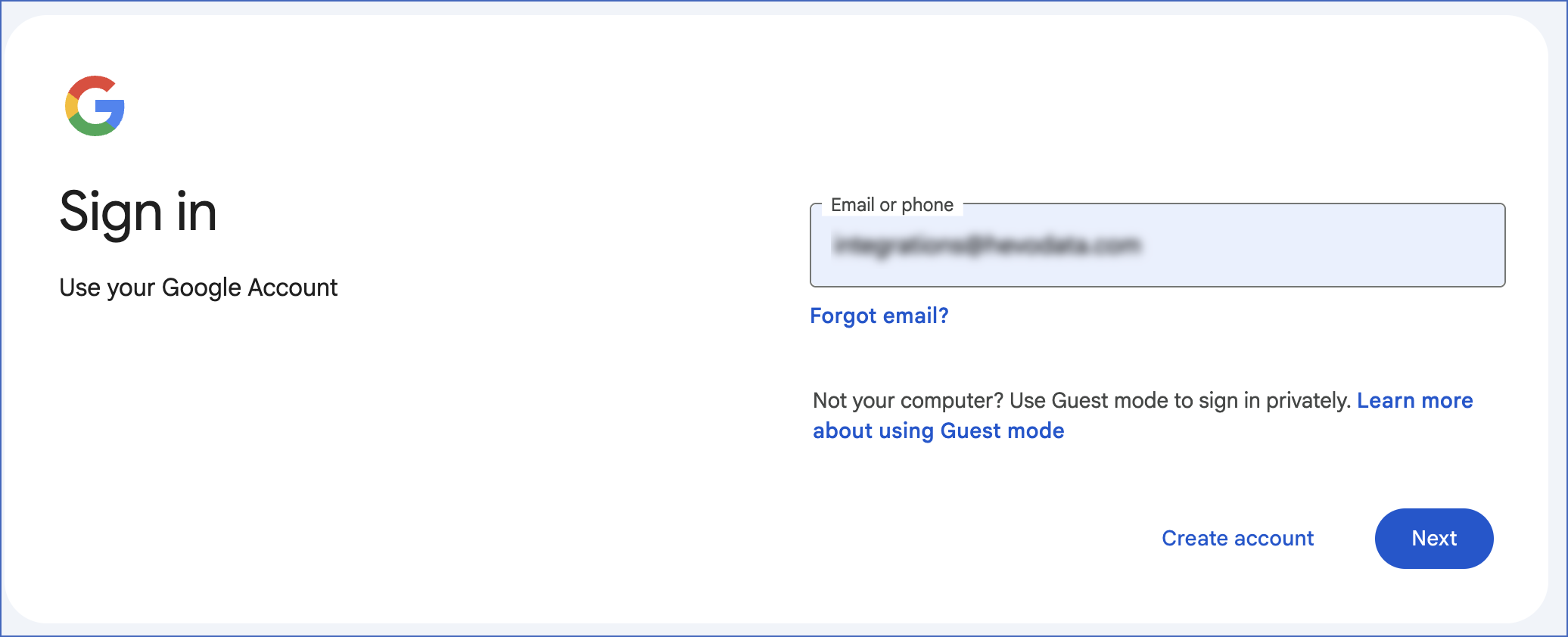 Sign in Existing Account