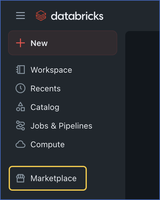 Databricks Nav Pane Marketplace