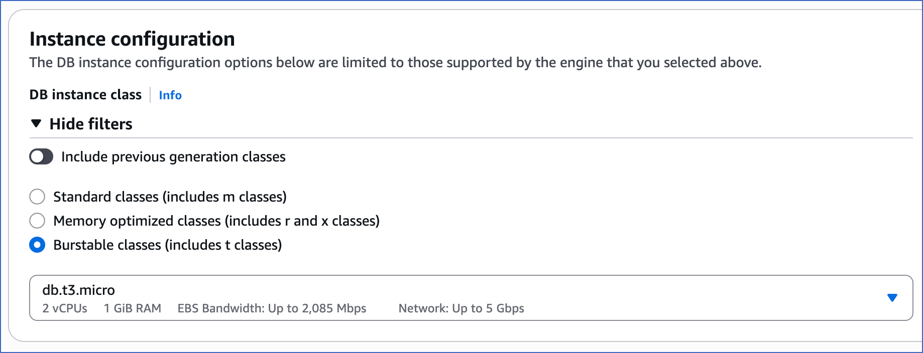 Instance configuration