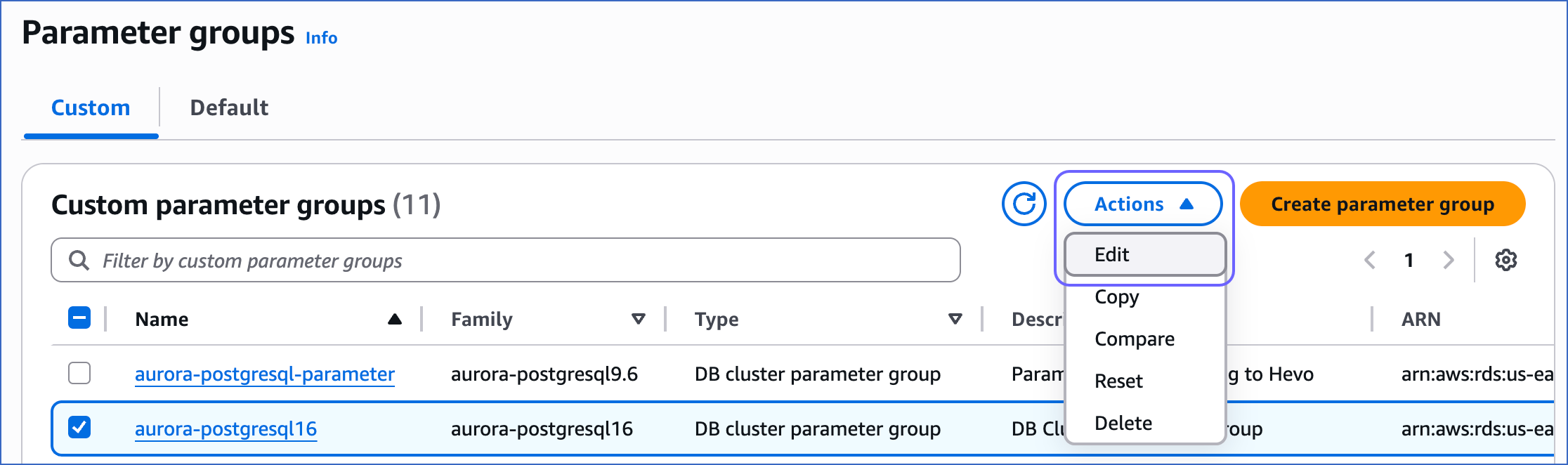 Edit Parameter Group