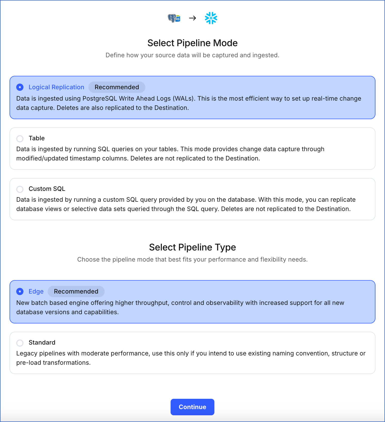 Select Pipeline Mode