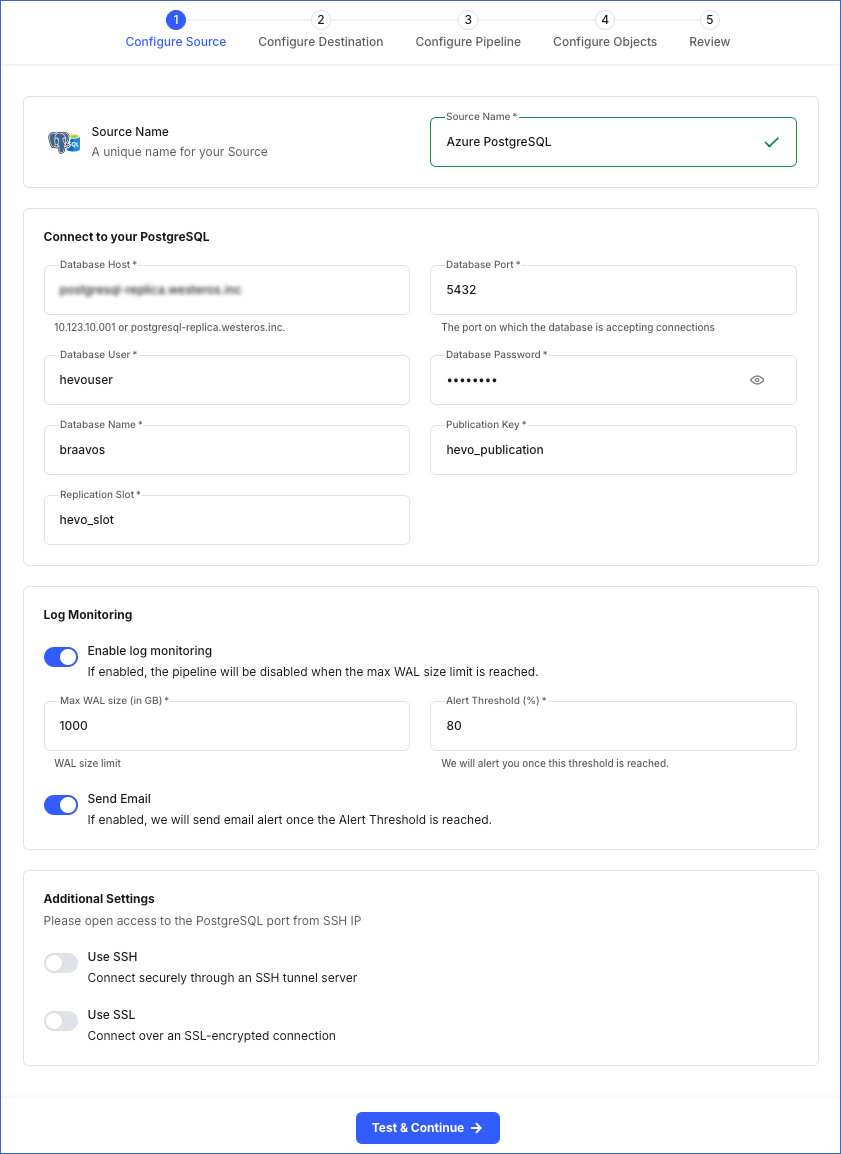 Configure Azure PostgreSQL Source