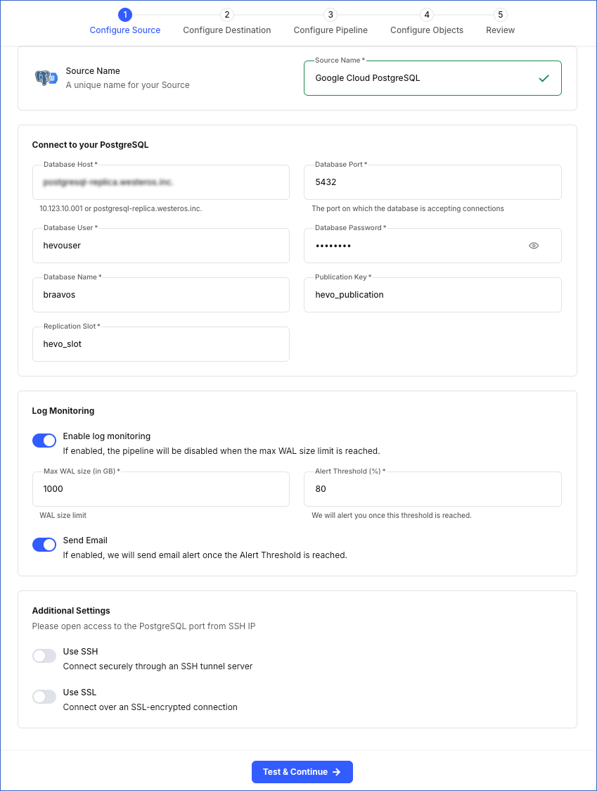 Configure Google Cloud PostgreSQL