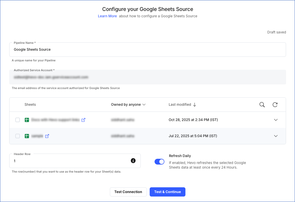 Google Sheets Configuration