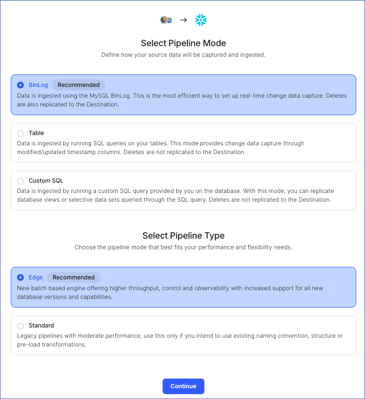 Select Pipeline Mode