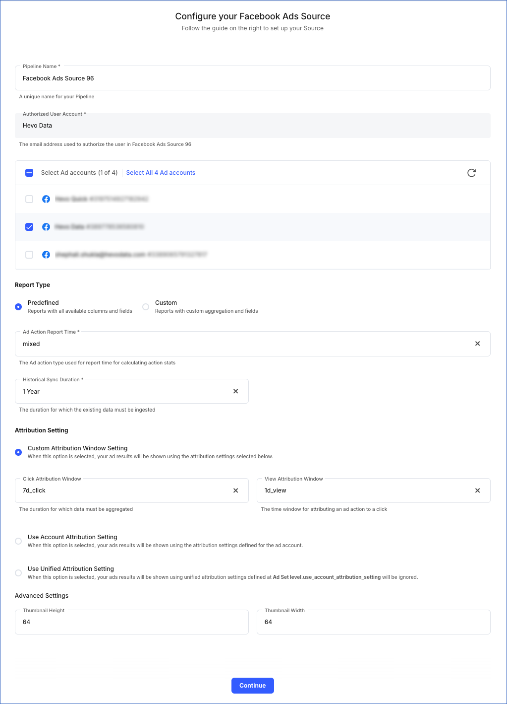 Configure your Facebook Ads Source