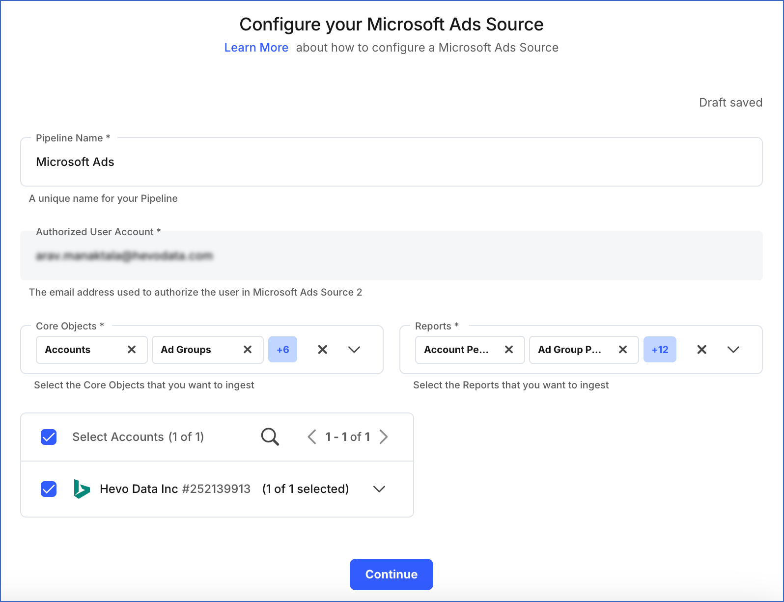 configure Microsoft Ads as a Source