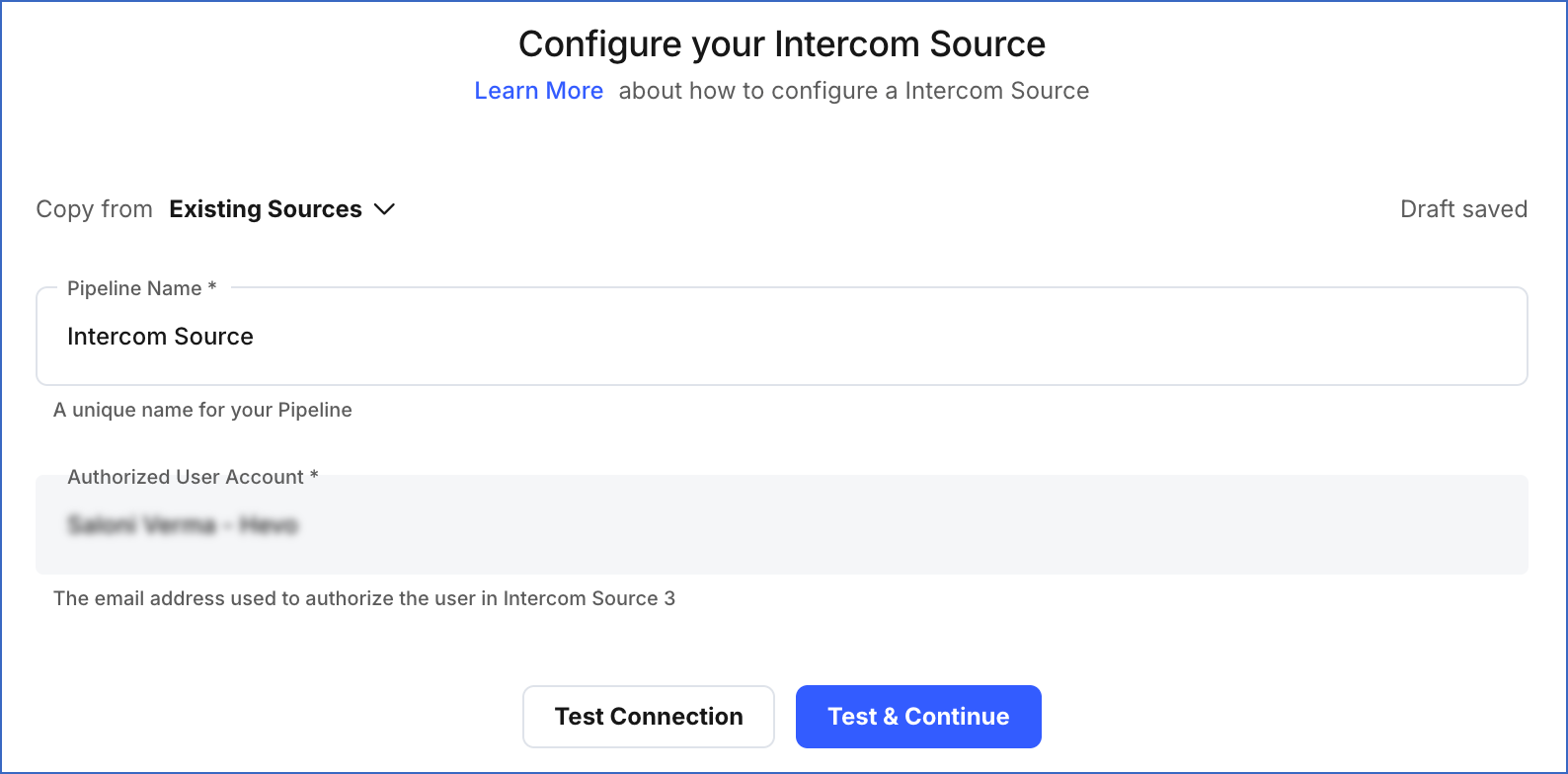 Configure your Intercom Source