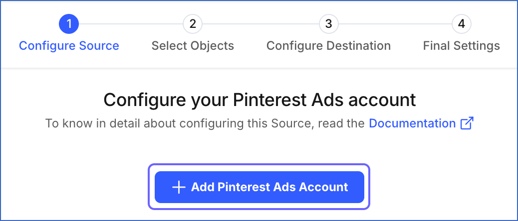 Pinterest Ads Source settings
