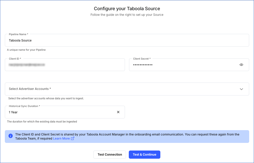 Taboola Source settings