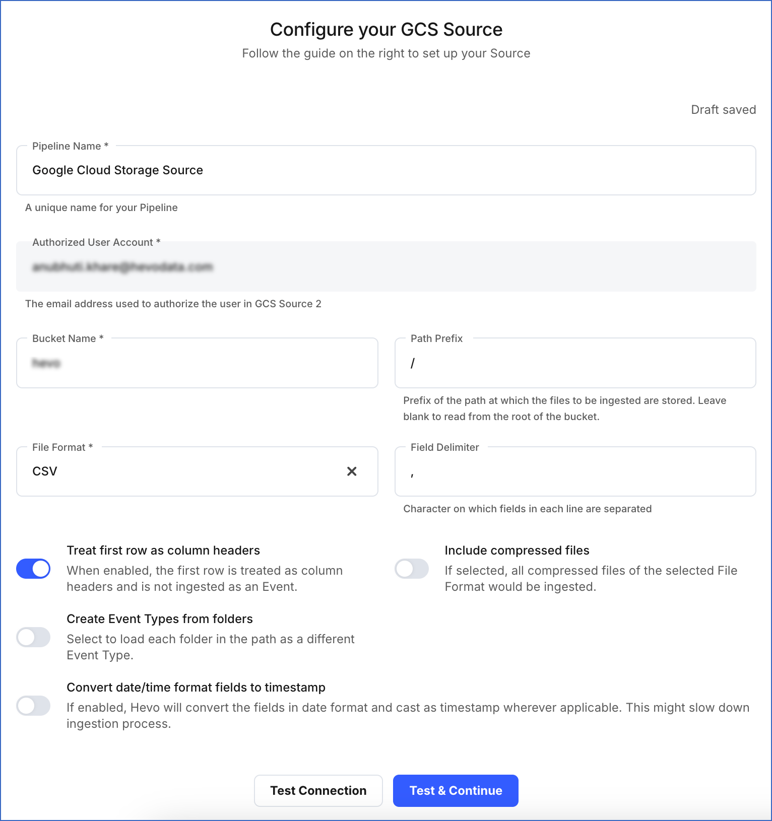 Configure GCS Source