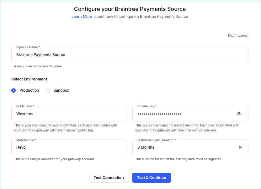 Configure your Braintree Payments Source