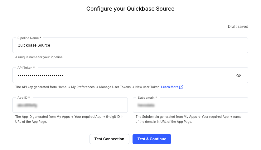 Configure Quickbase as a Source