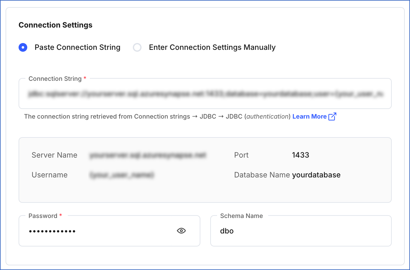 Paste Connection String