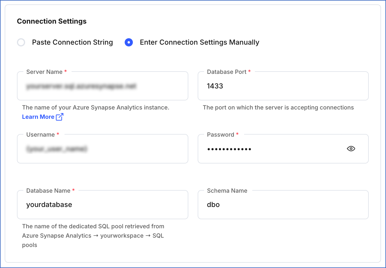 Individual Connection Settings