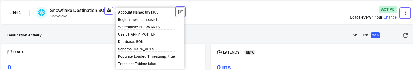 Edit Snowflake Destination