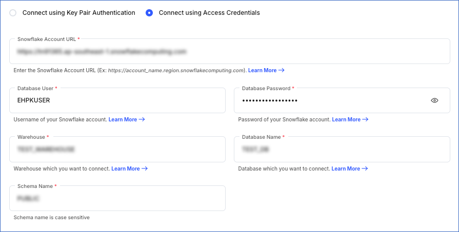 Connect Using Access Credentials