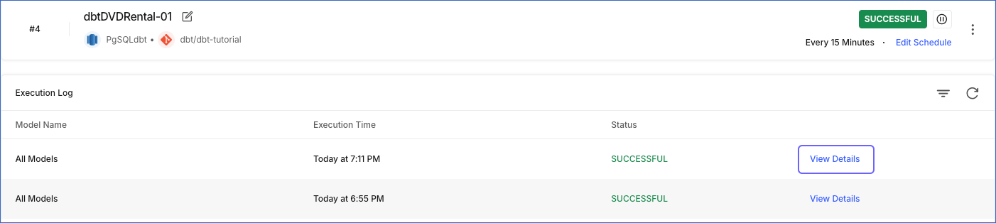 View execution details