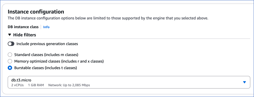 Instance configuration