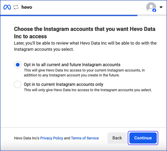 Select Instagram Business Account