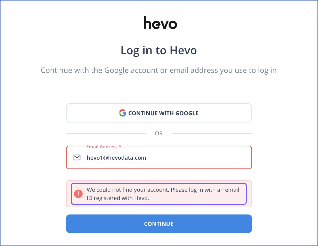 Unregistered email error