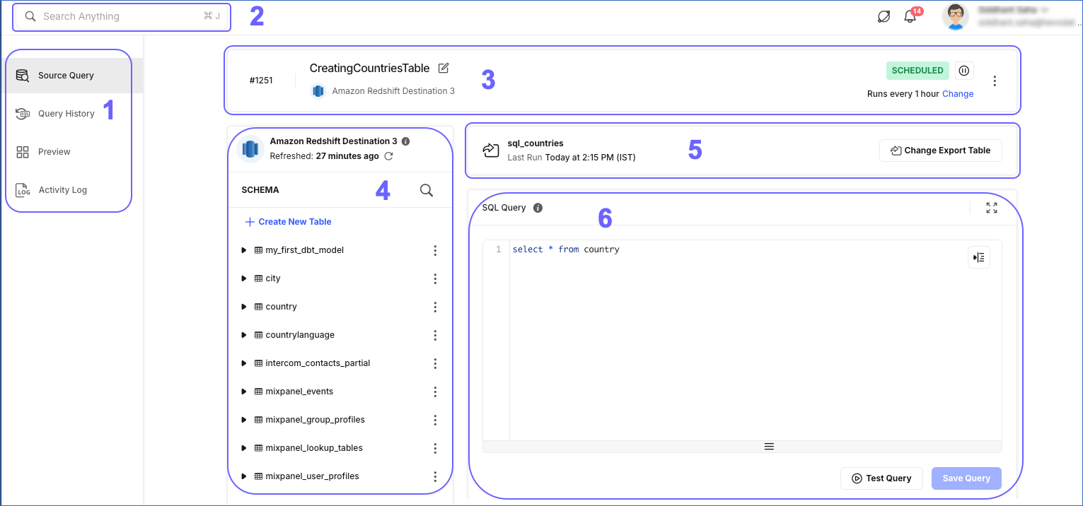 Model Source Query tab