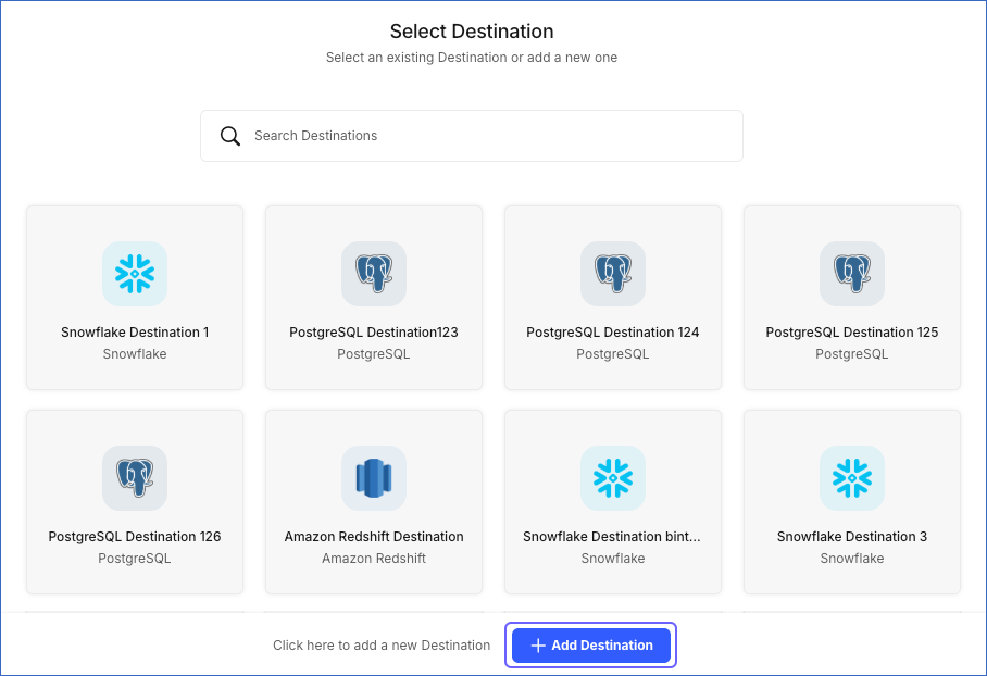 Select an existing Destination