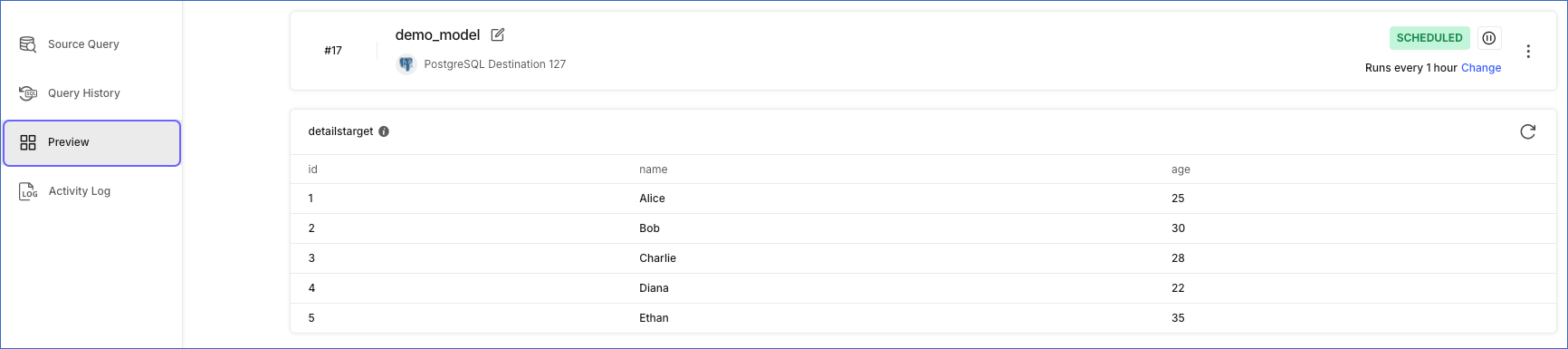 Preview Model output
