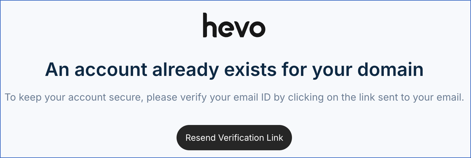 Hevo account already exists
