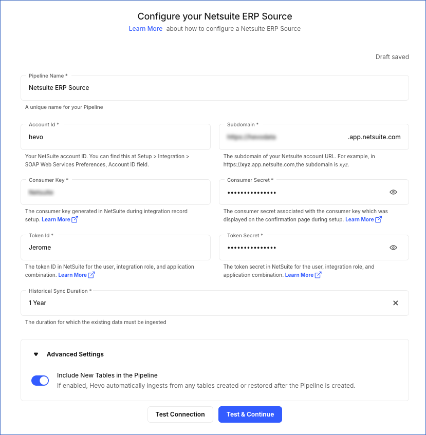 Configure NetSuite ERP as a Source