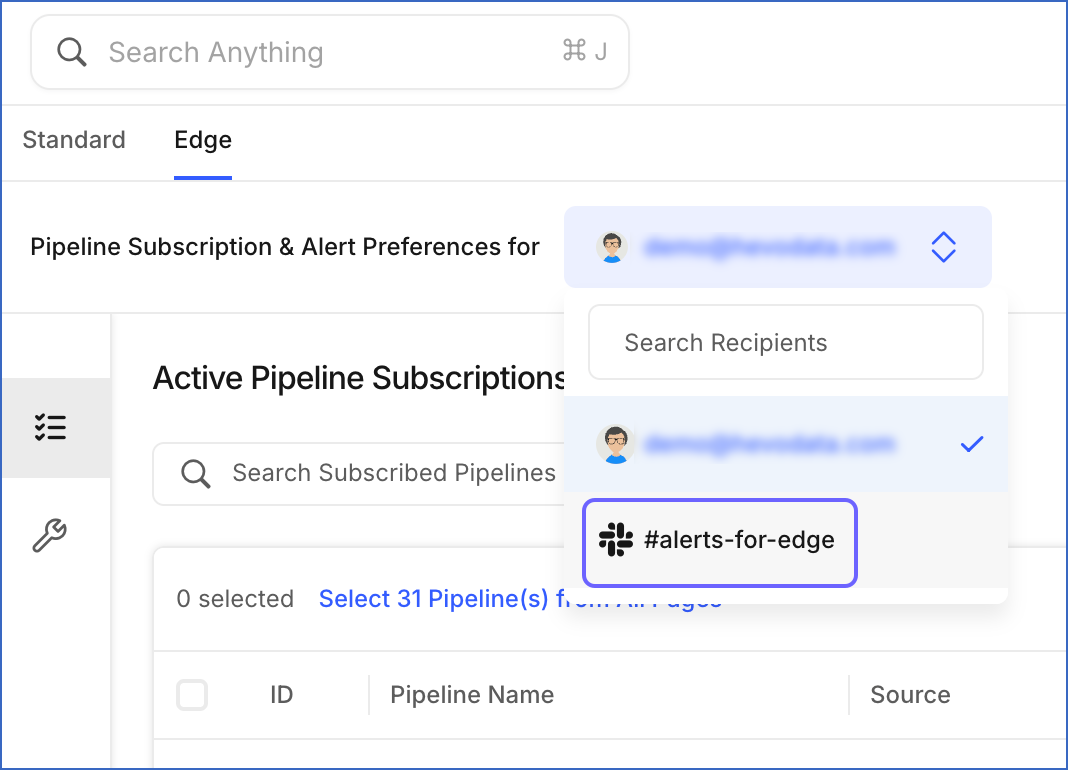 Select Subscription Recipient