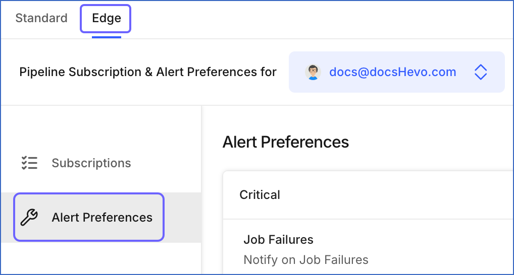 Access Alert Preferences