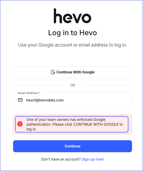 Non-Google Login error