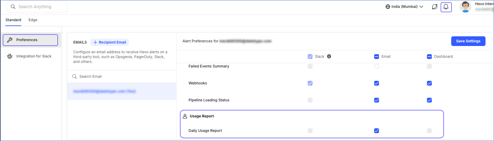 billing notification alert preference