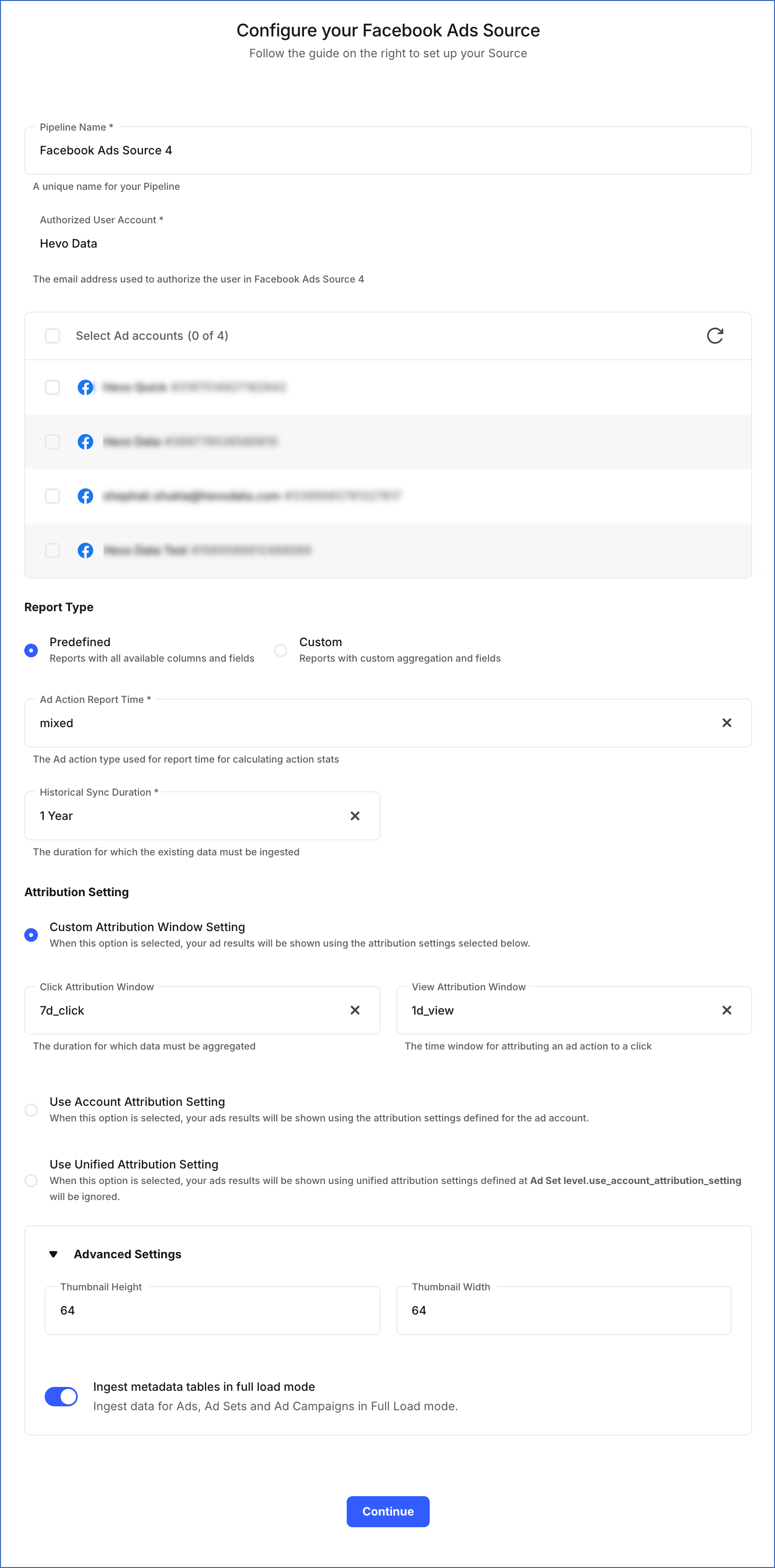 Configure your Facebook Ads Source