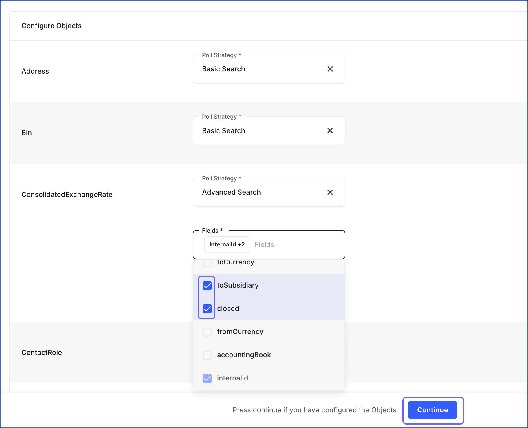 Select fields for advanced poll strategy