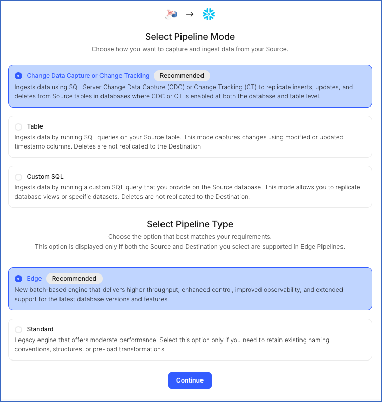 Select Pipeline Mode
