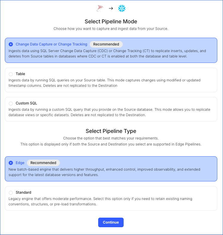 Select Pipeline Mode