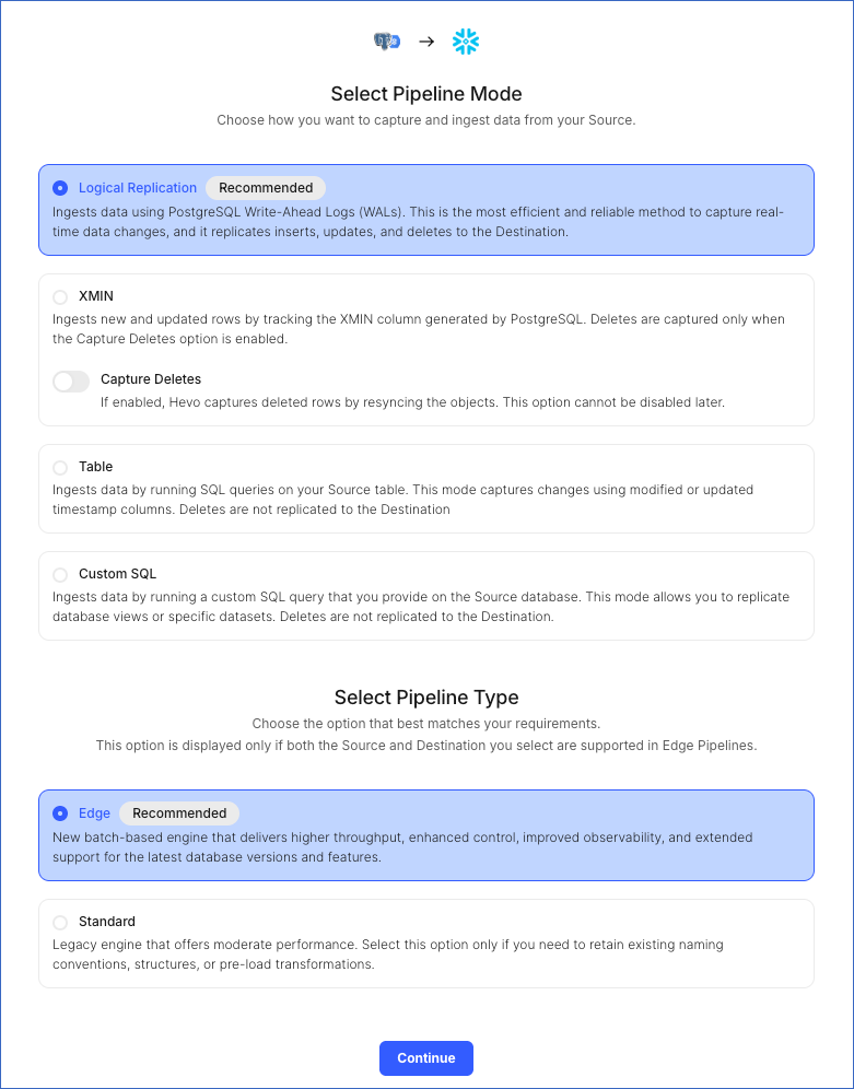 Select Pipeline Mode