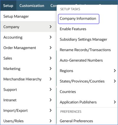 Click Company Information