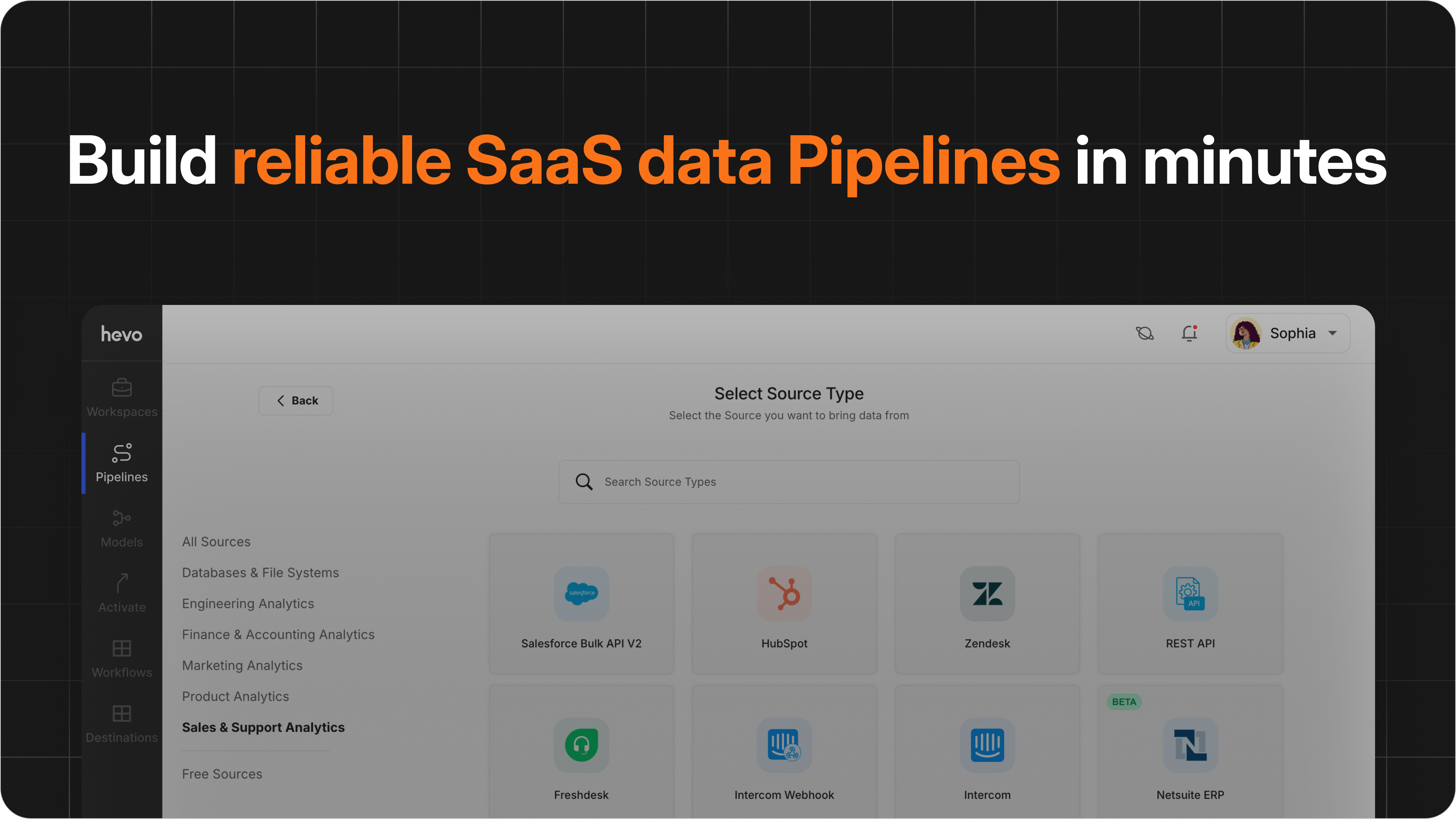 Hevo Data Pipeline Interface