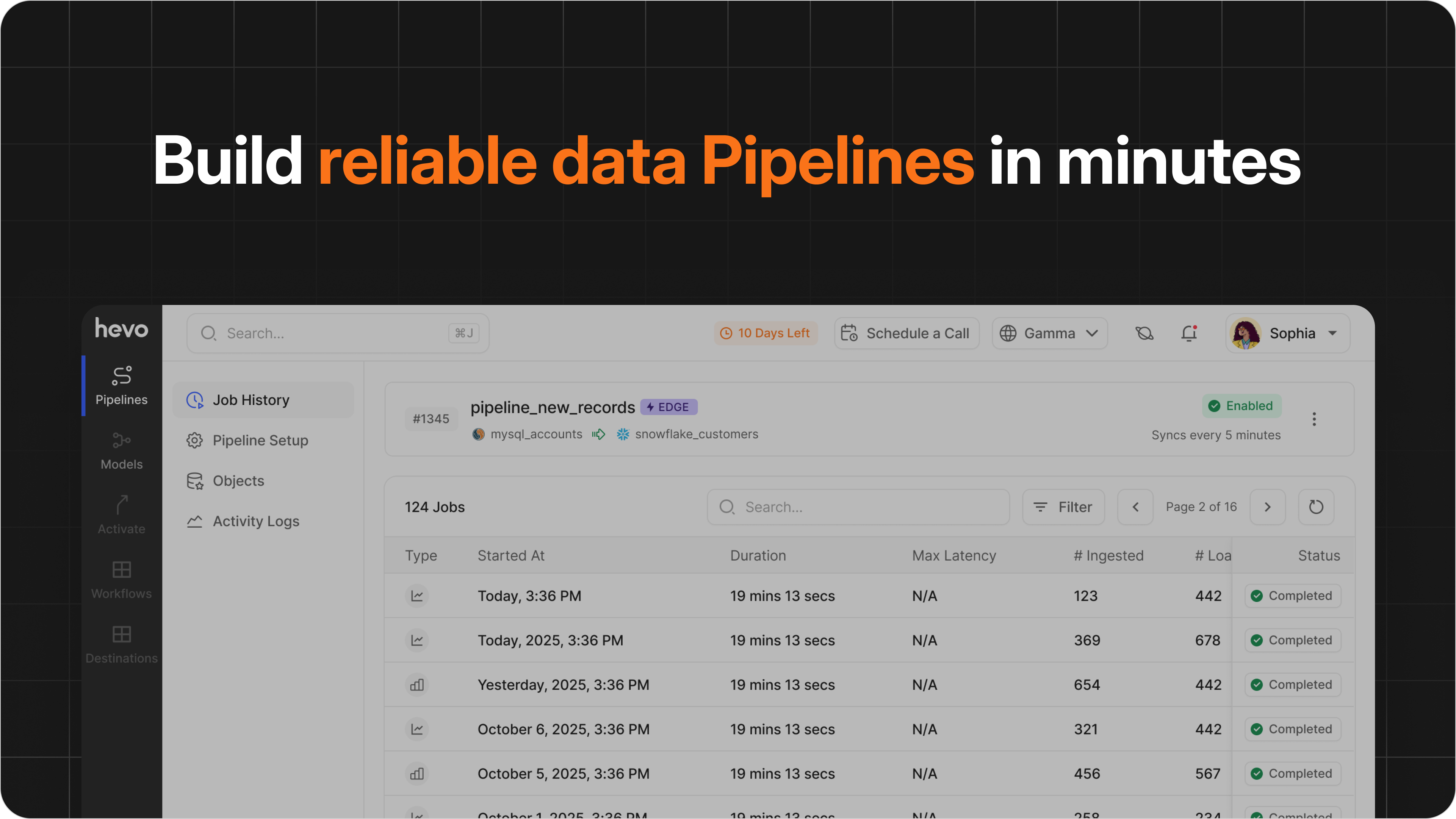 Hevo Reliability Engine Interface